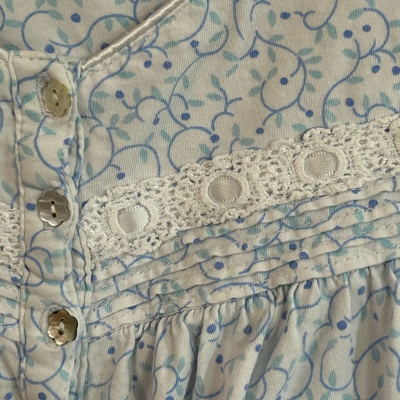 Eileen West Women's Large Short Mini Night Gown Blue Floral Tradwife 100% Cotton - Picture 4 of 10